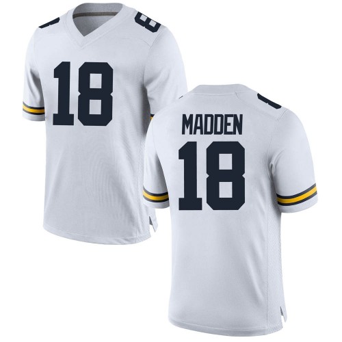 Jesse Madden Michigan Wolverines Men's NCAA #18 White Replica Brand Jordan College Stitched Football Jersey ZEH2254DS